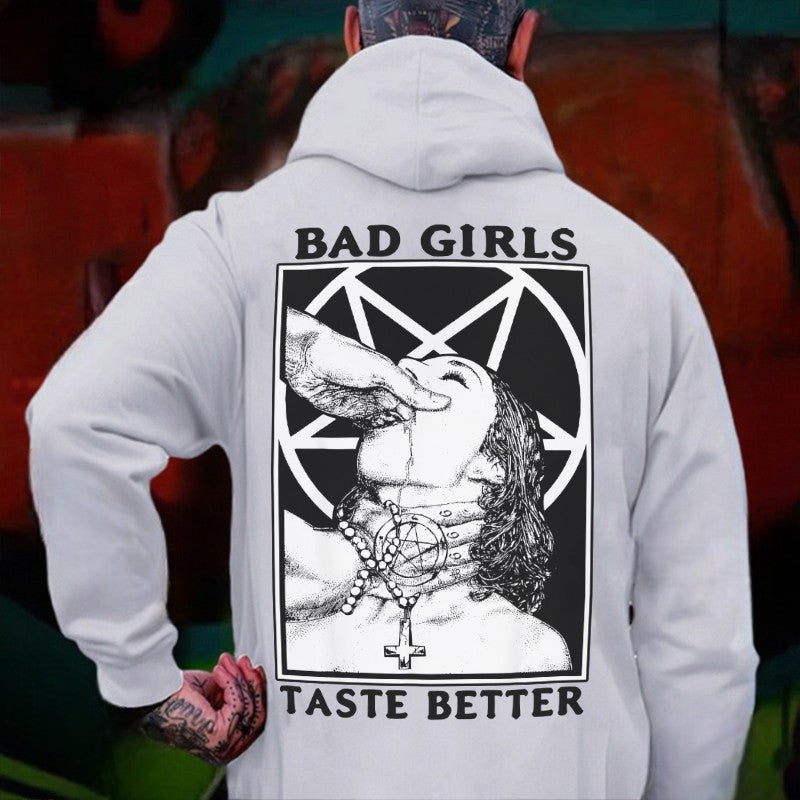 BAD GIRLS TASTE BETTER Suck Finger Woman Print Men's Hoodie