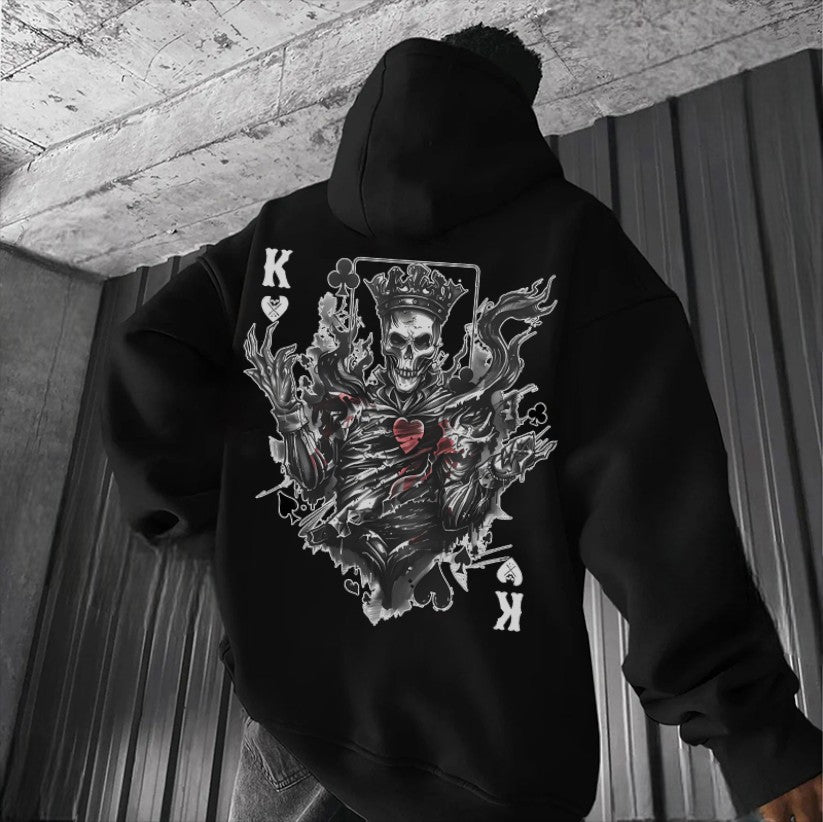 Poker K Skeleton King Print Men's Hoodie