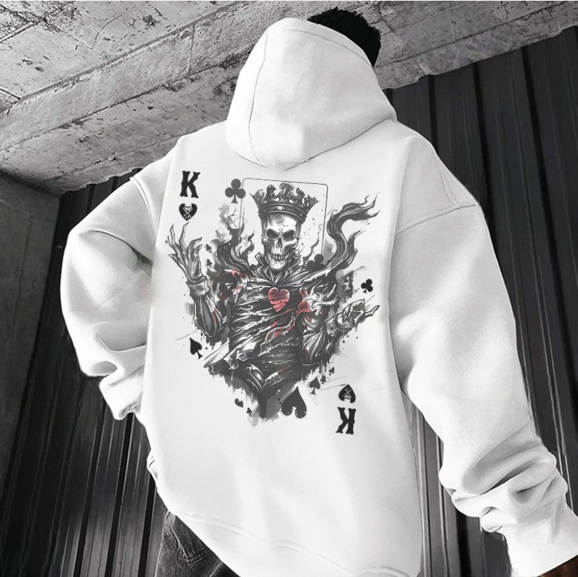 Poker K Skeleton King Print Men's Hoodie