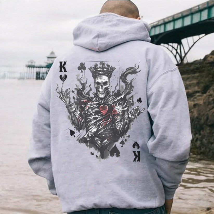 Poker K Skeleton King Print Men's Hoodie