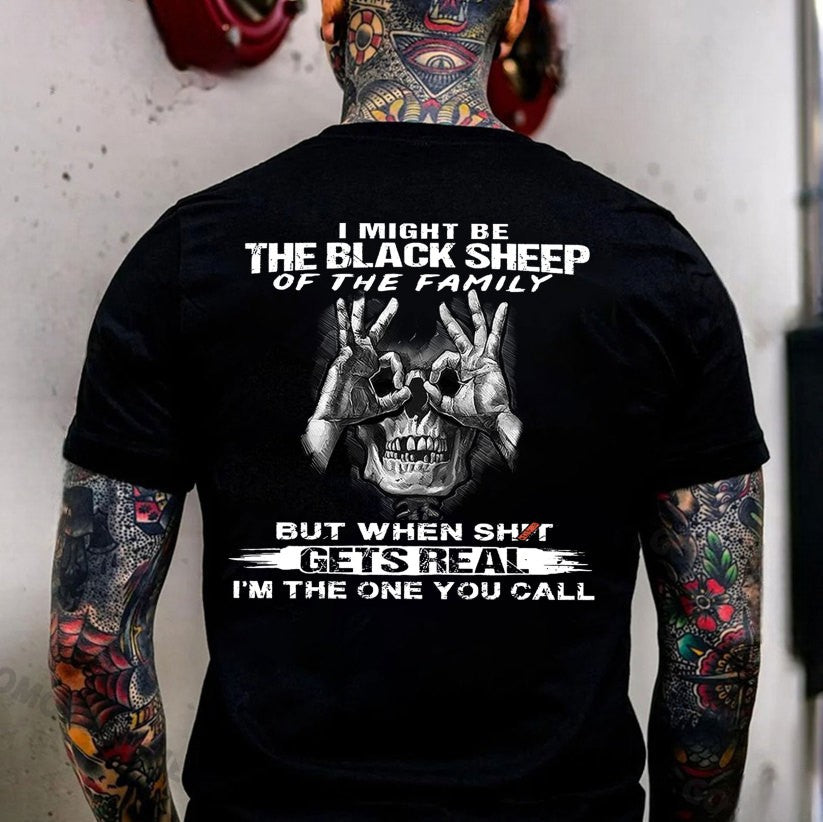 I MIGHT BE THE BLACK SHEEP OF THE FAMILY Skull With OK Print Men's T-Shirt