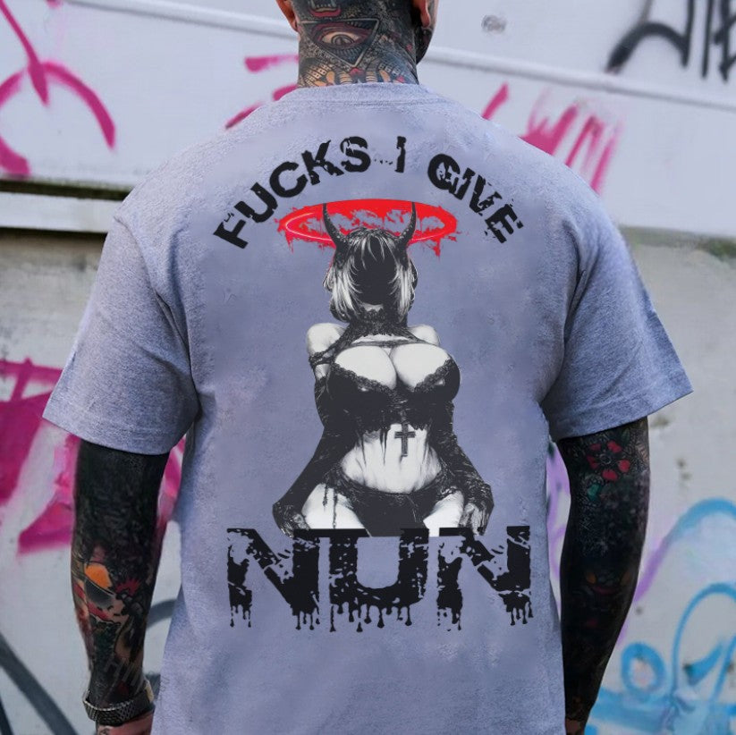 FUCKS I GIVE NUN Sexy Devil Girl Print Men's T-Shirt