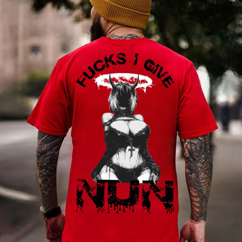FUCKS I GIVE NUN Sexy Devil Girl Print Men's T-Shirt