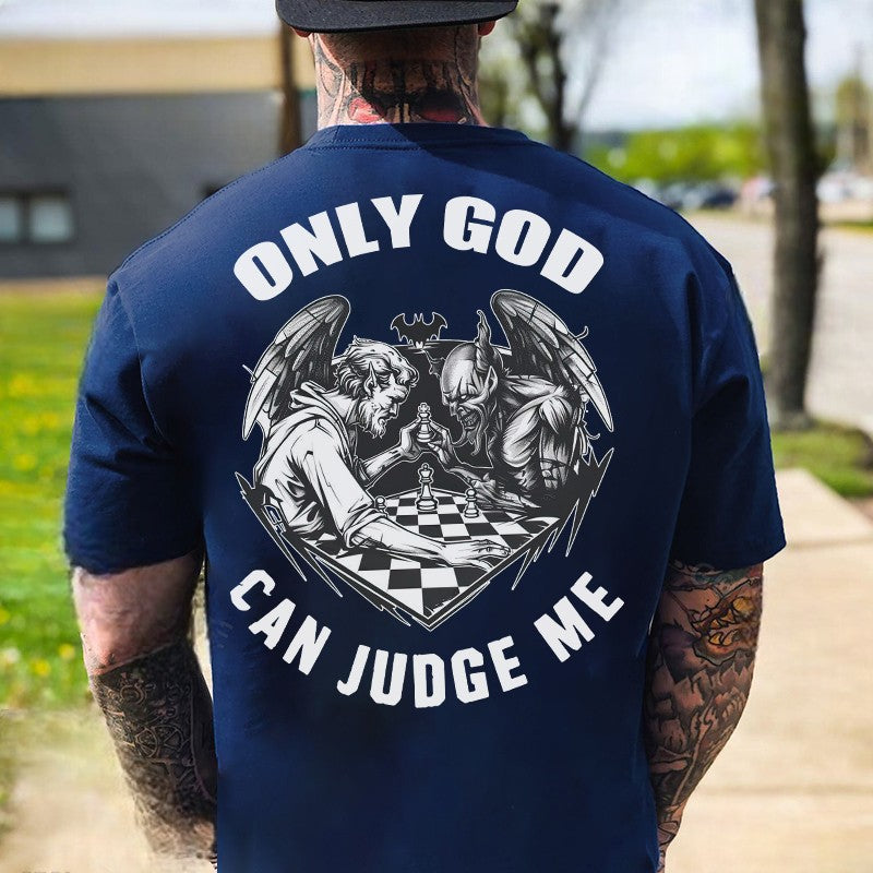 ONLY GOD CAN JUDGE ME God And Devil Print Men's T-shirt