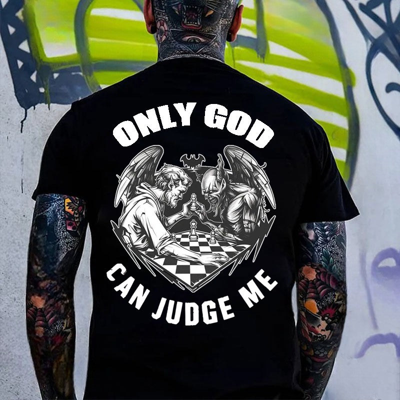ONLY GOD CAN JUDGE ME God And Devil Print Men's T-shirt