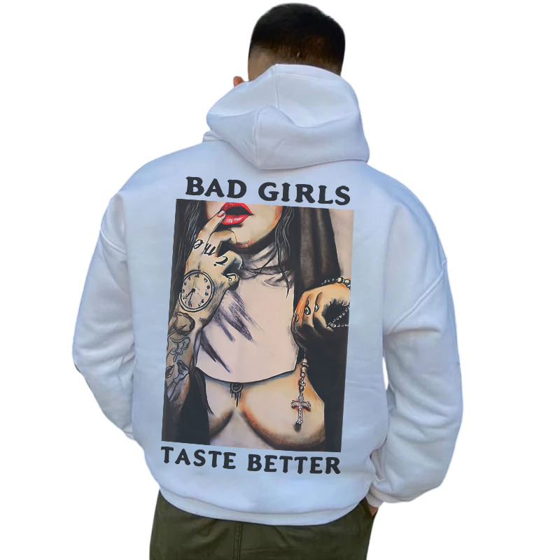 BAD GIRLS TASTE BETTER Sexy Naked Nun Print Men's Hoodie