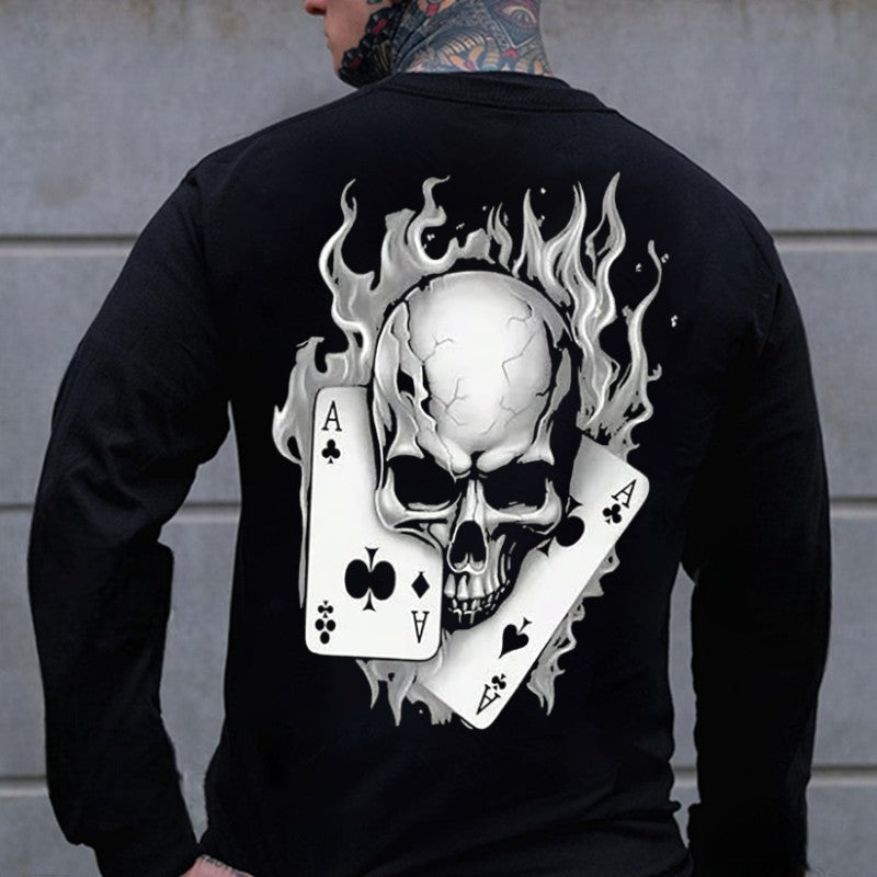 Poker Spades Ace Skull Print Men's Sweatshirt