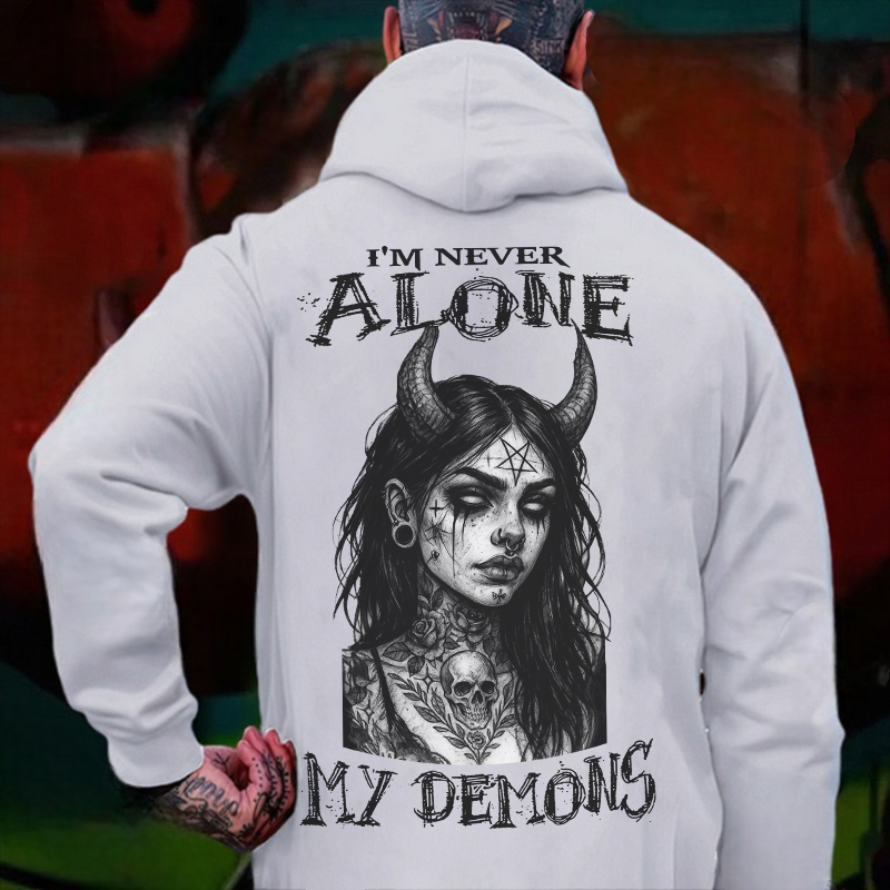 I'M NEVER ALONE MY DEMONS Devil Witch Print Men's Hoodie