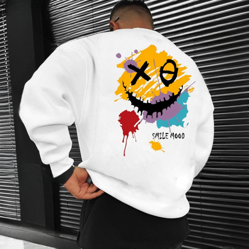 SMILE MOOD Emoji Print Men's Sweatshirt