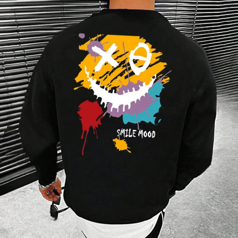 SMILE MOOD Emoji Print Men's Sweatshirt