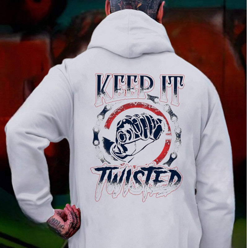 KEEP IT TWISTED Motorcycle Handle Print Men's Hoodie