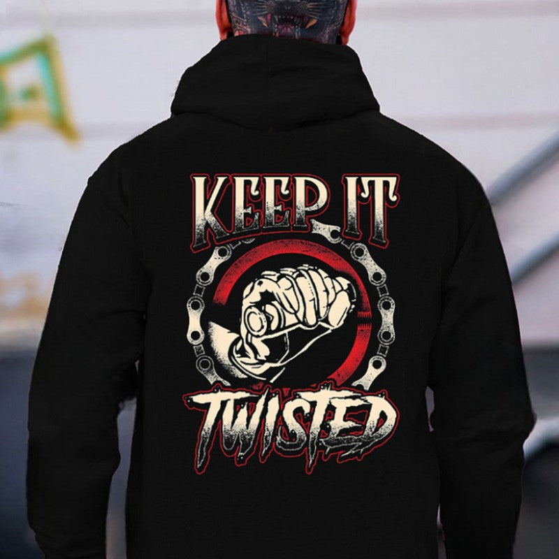 KEEP IT TWISTED Motorcycle Handle Print Men's Hoodie