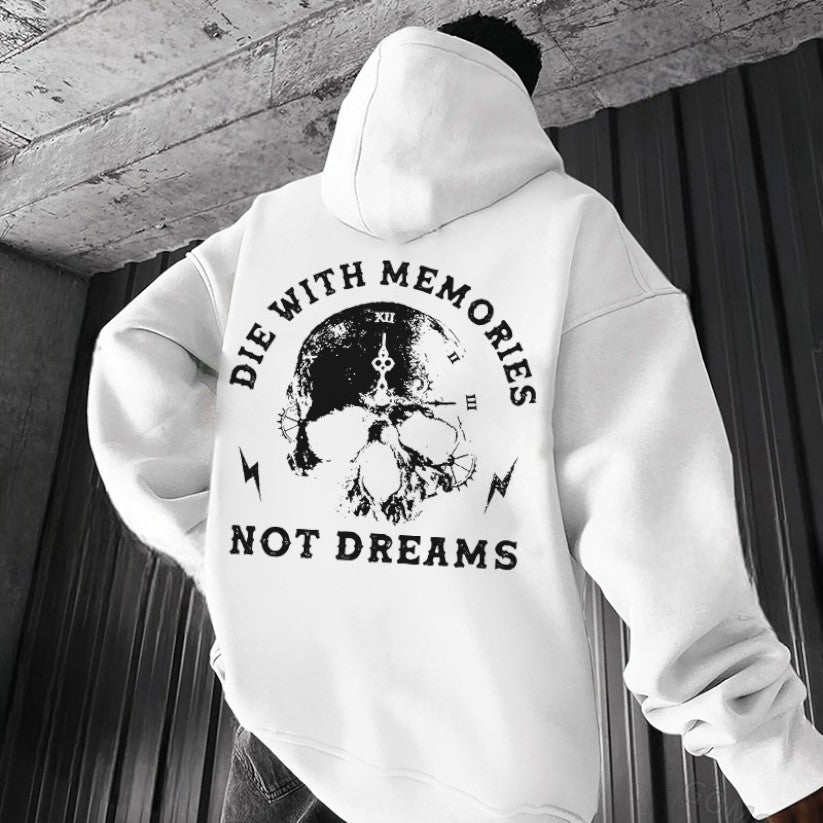 DIE WITH MEMORIES NOT DREAMS Skull Clock Print Men's Hoodie