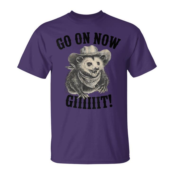 Western Opossum Vintage Country Possum Rodeo Go On Now Git T-Shirt